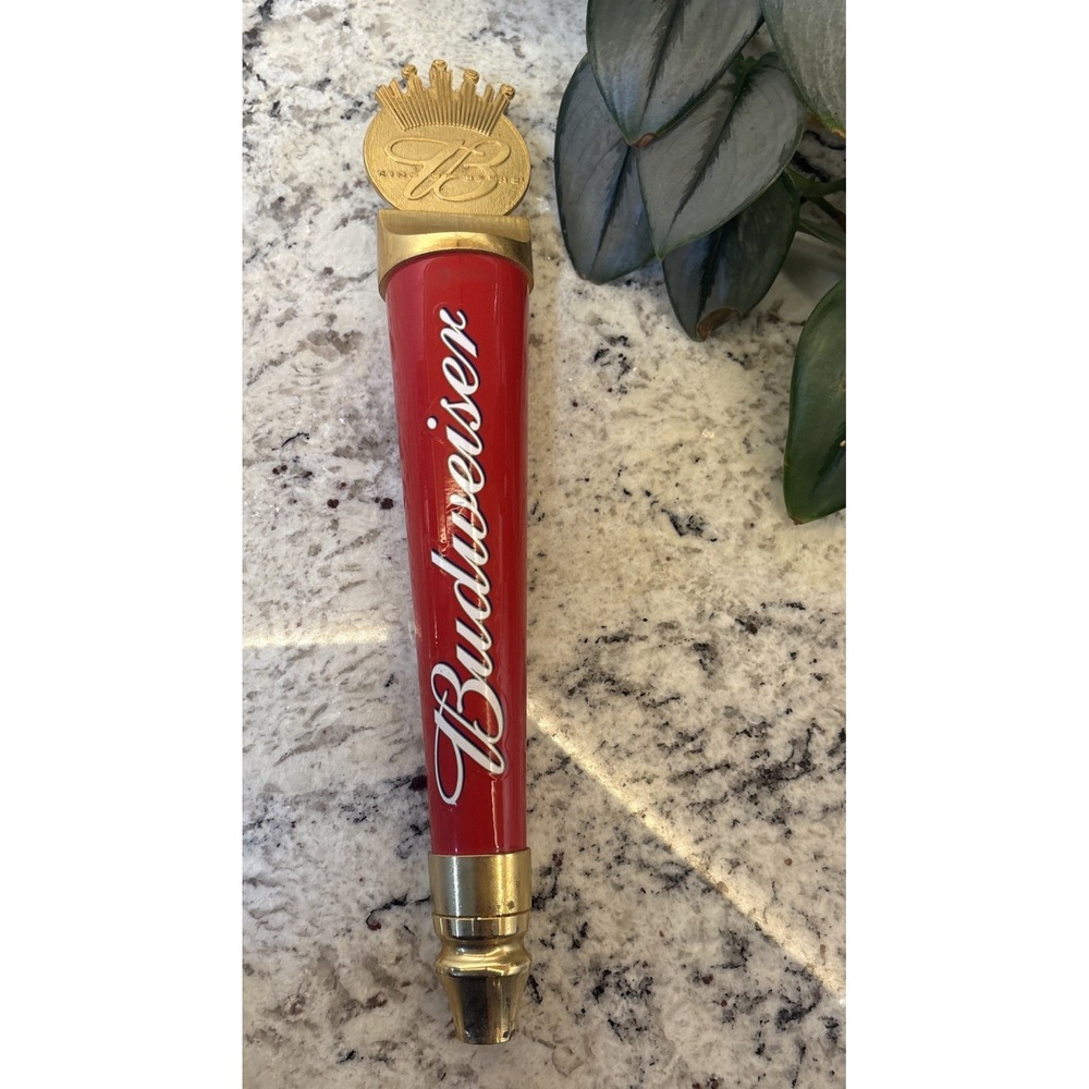 Red Budweiser Beer Tap Handle King Of Beers editon crown top Man Cave Bud